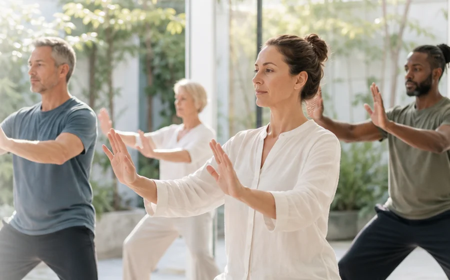 Group of adults practicing gentle movement